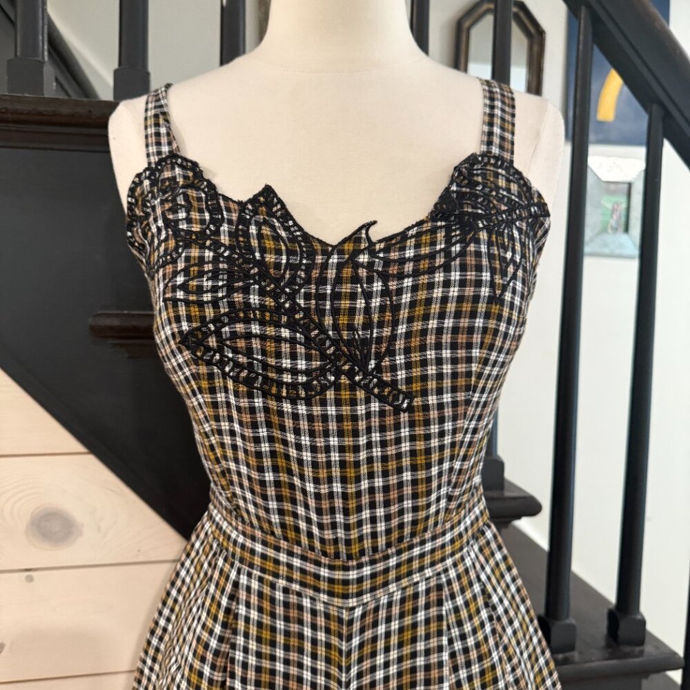 By Anthropologie Embroidered Plaid Jumpsuit NWOT Size XS (0) - Picture 9 of 12